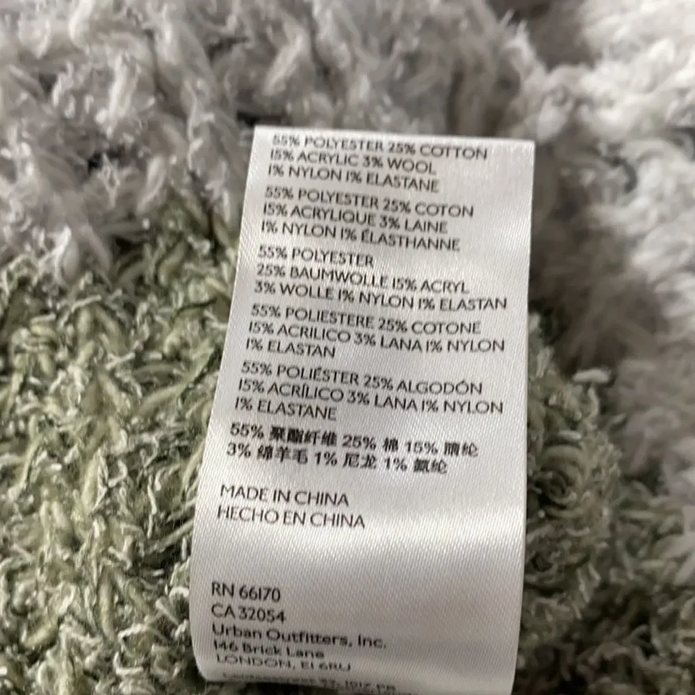 Pilcro Boxy Boat Neck Chenile Oversized Chunky  Soft Cozy Sweater Green Cream M‎